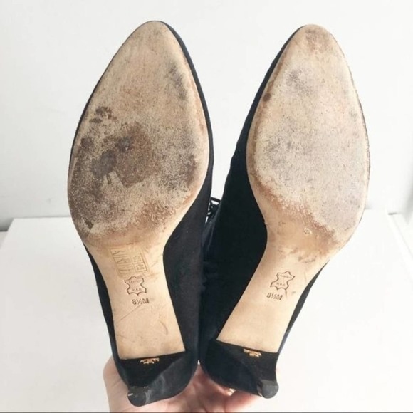 Tory Burch Cassidy Black and Blue Suede Floral Embroidered Lace Up Booties 8.5 - Picture 14 of 16